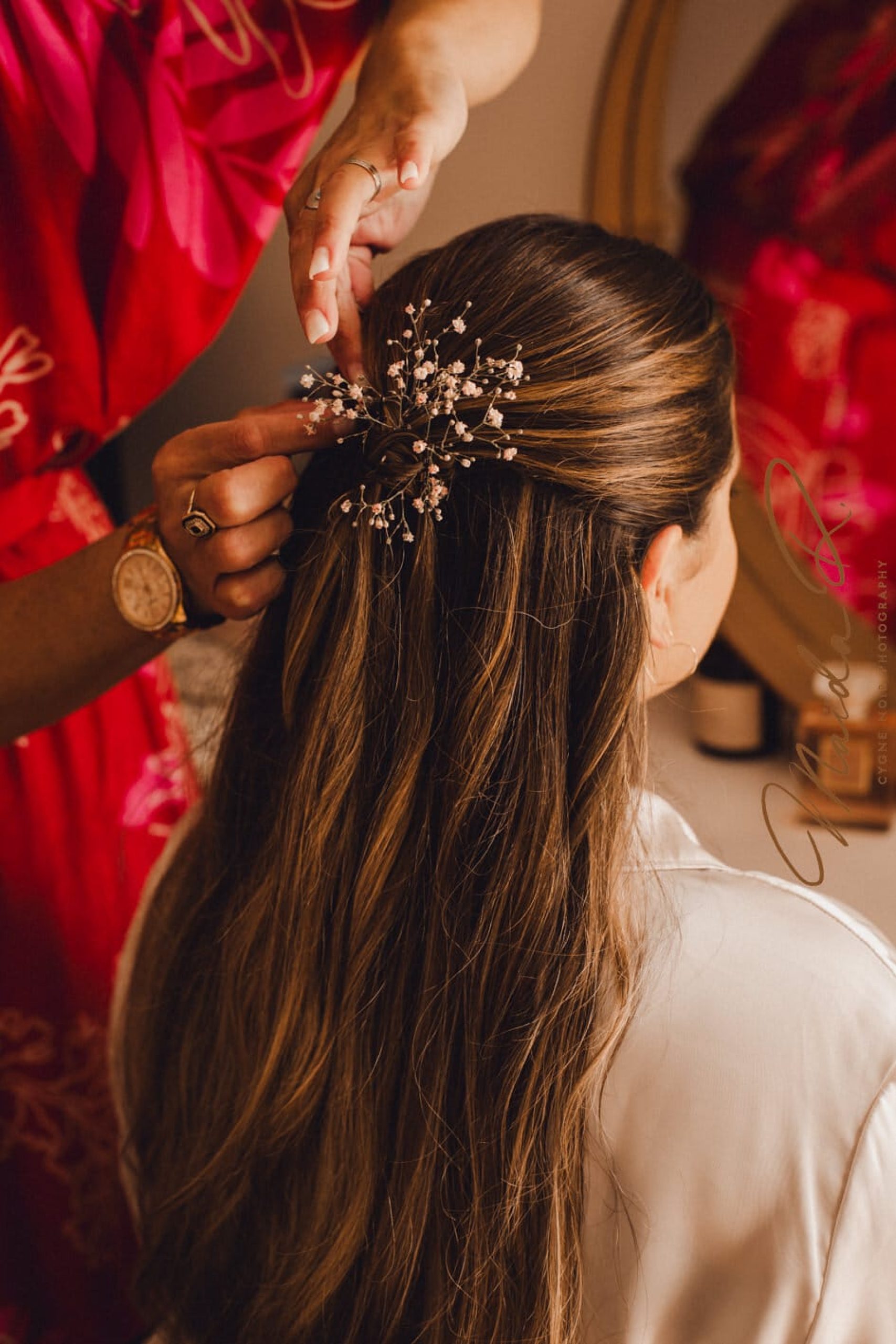 Préparatifs de la mariée coiffure